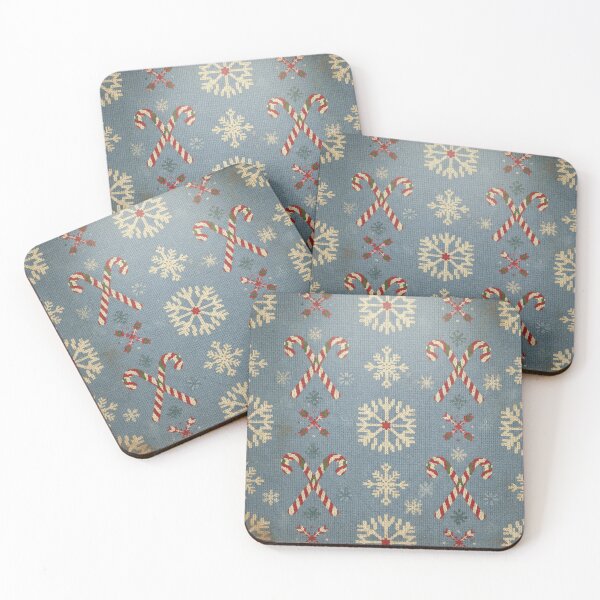 Item preview, Vintage Candy Cane & Snowflake Pattern – Retro Christmas Sweater Design on Blue Knit designed and sold by MerchYouSearch.