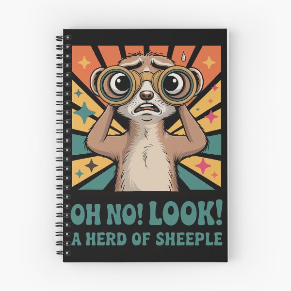 Item preview, A Terrified Meerkat Spotting the Mindless Herd of Sheeple with Binoculars designed and sold by 89BLACK.
