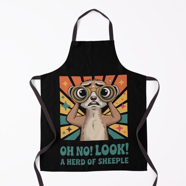 Item preview, A Terrified Meerkat Spotting the Mindless Herd of Sheeple with Binoculars designed and sold by 89BLACK.