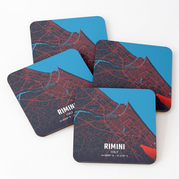 Item preview, Rimini Red & Blue Minimalist Map designed and sold by HomeLivingCo.