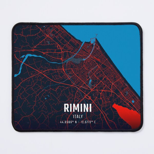 Item preview, Rimini Red & Blue Minimalist Map designed and sold by HomeLivingCo.