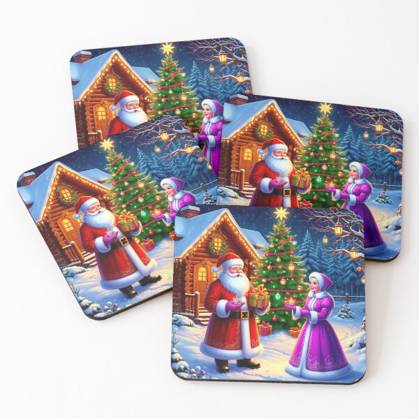 Item preview, Christmas Gift Exchange – Santa and Snow Maiden by the Tree designed and sold by AmetistLight.