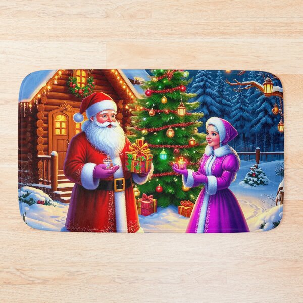 Item preview, Christmas Gift Exchange – Santa and Snow Maiden by the Tree designed and sold by AmetistLight.
