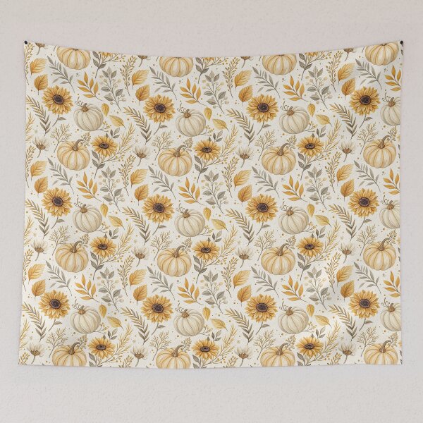 Item preview, Aesthetic autumnal design with golden pumpkins and sunflowers designed and sold by Merrylands Artshop.