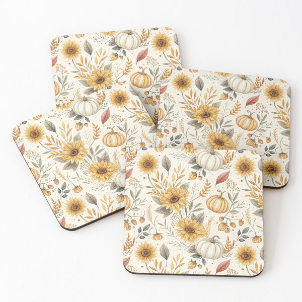 Item preview, Aesthetic autumnal design with golden sunflowers and pumpkins designed and sold by Merrylands Artshop.