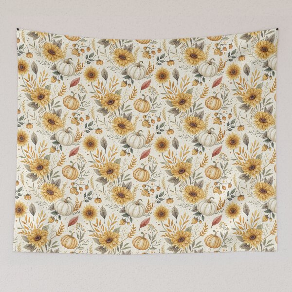 Item preview, Aesthetic autumnal design with golden sunflowers and pumpkins designed and sold by Merrylands Artshop.