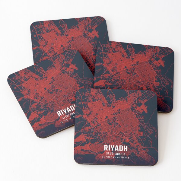 Item preview, Riyadh Red & Blue Minimalist Map designed and sold by HomeLivingCo.