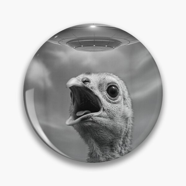Item preview, Shocked Turkey Chicken Abduction by UFO Alien Funny Thanksgiving Meme designed and sold by Altenpendinton.