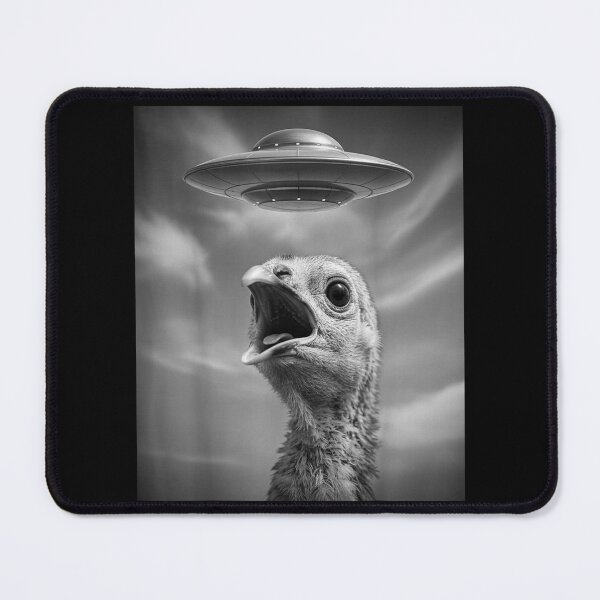 Item preview, Shocked Turkey Chicken Abduction by UFO Alien Funny Thanksgiving Meme designed and sold by Altenpendinton.