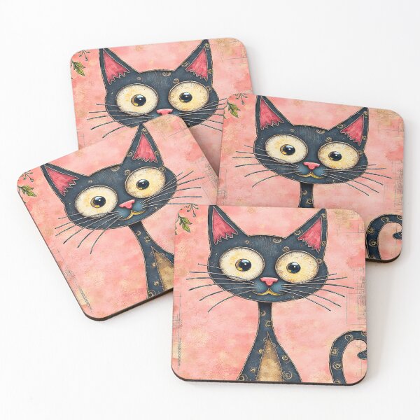 Item preview, Cute Abstract Cat with Big Eyes designed and sold by Huskyyy Designs.