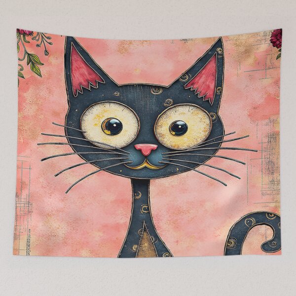 Item preview, Cute Abstract Cat with Big Eyes designed and sold by Huskyyy Designs.