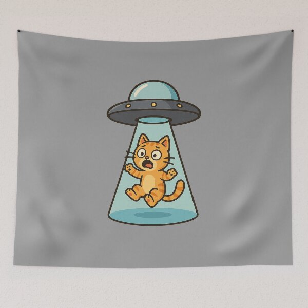 Item preview, UFO Cat Abduction designed and sold by Prints-by-Olaf.