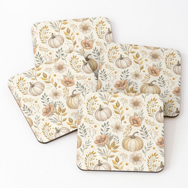 Item preview, Neutral fall design with flowers and pumpkins designed and sold by Merrylands Artshop.