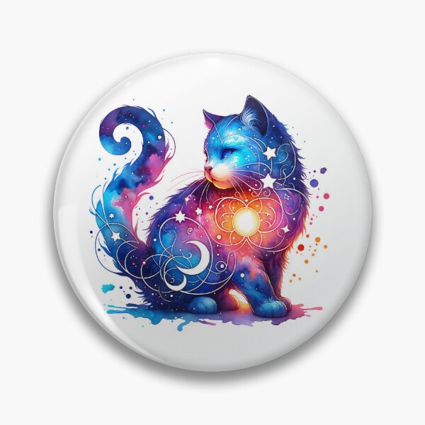 Item preview, Blue Watercolor Celestial Cat designed and sold by ByNicoleSara.