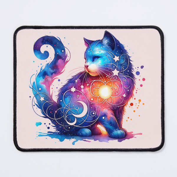 Item preview, Blue Watercolor Celestial Cat designed and sold by ByNicoleSara.