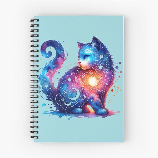 Item preview, Blue Watercolor Celestial Cat designed and sold by ByNicoleSara.