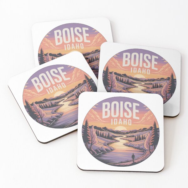 Item preview, Boise Idaho Sunset River Art – Modern Landscape Design with Hiker designed and sold by CircinusStore.