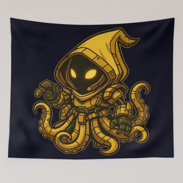 Item preview, Chibi Mecha Hastur – Cosmic Horror Octopus Robot King designed and sold by NerdHoard.