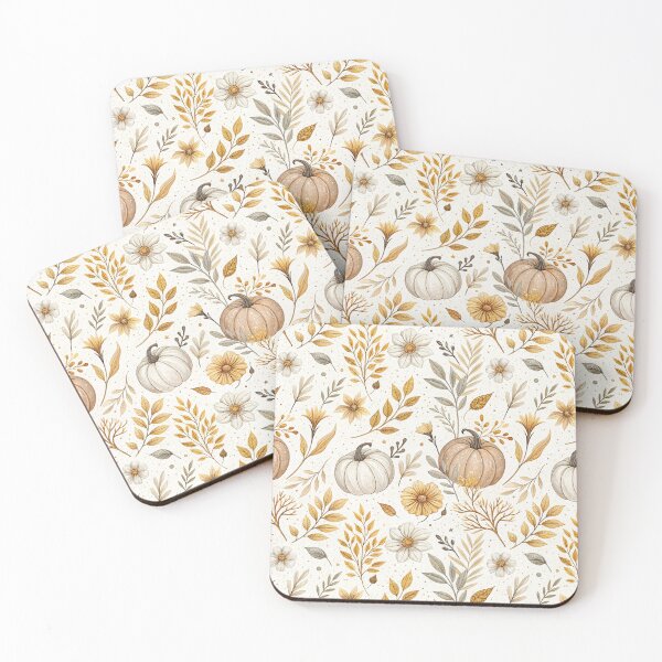 Item preview, Neutral fall design with flowers, leaves and pumpkins designed and sold by Merrylands Artshop.