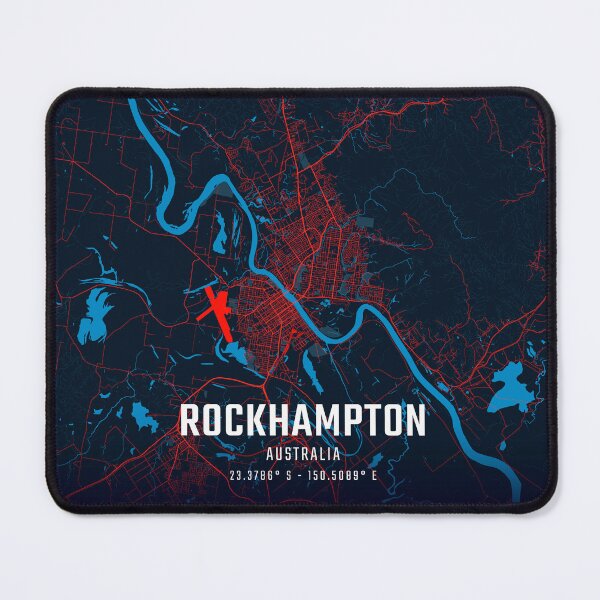 Item preview, Rockhampton Red & Blue Minimalist Map designed and sold by HomeLivingCo.