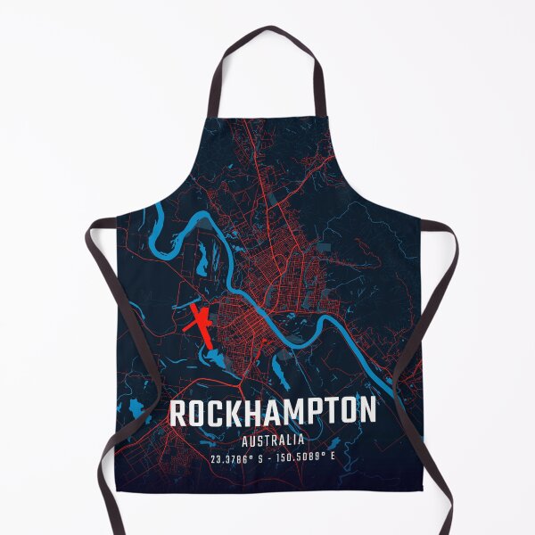 Item preview, Rockhampton Red & Blue Minimalist Map designed and sold by HomeLivingCo.