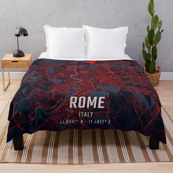 Item preview, Rome Red & Blue Minimalist Map designed and sold by HomeLivingCo.