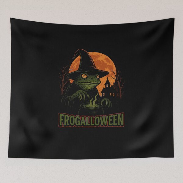 Item preview, Frogalloween Witch Frog Cauldron | Scary Halloween Frog Design designed and sold by Trendora Studio.