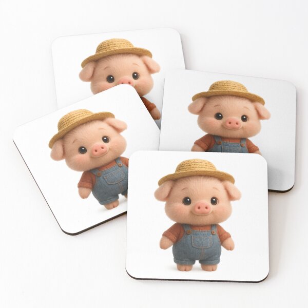 Item preview, Cute Farmer Piglet in Straw Hat | Kawaii Cartoon Animal Art designed and sold by Moons Studio.