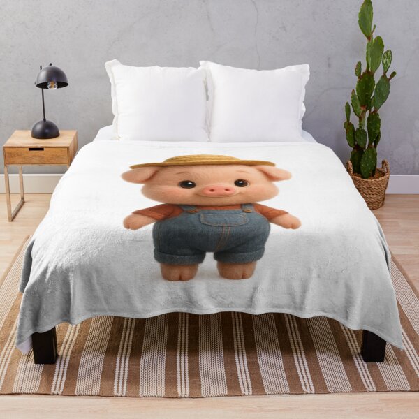 Item preview, Cute Farmer Piglet in Straw Hat | Kawaii Cartoon Animal Art designed and sold by Moons Studio.