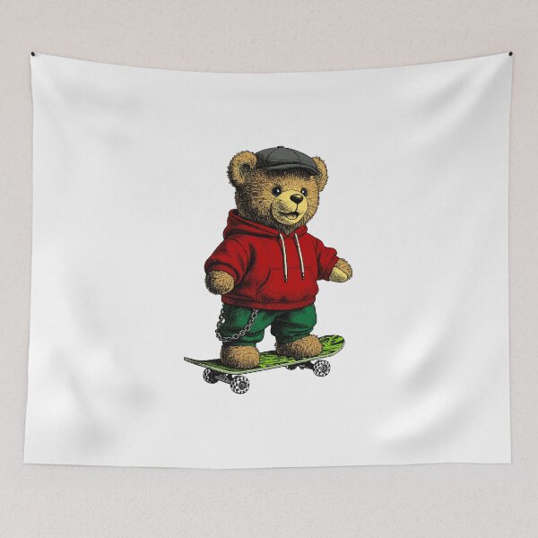 Item preview, Teddy bear on a skateboard designed and sold by krabbaraban.