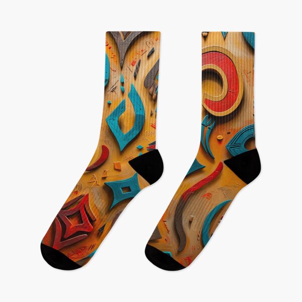 Item preview, Tribal Geometry Abstract – Bold Turquoise and Red Pattern Art designed and sold by SamartkitDesign.