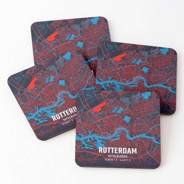 Item preview, Rotterdam Red & Blue Minimalist Map designed and sold by HomeLivingCo.