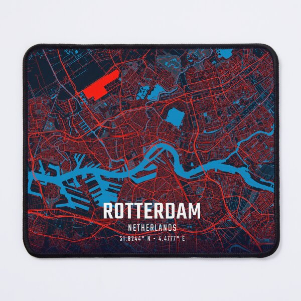 Item preview, Rotterdam Red & Blue Minimalist Map designed and sold by HomeLivingCo.