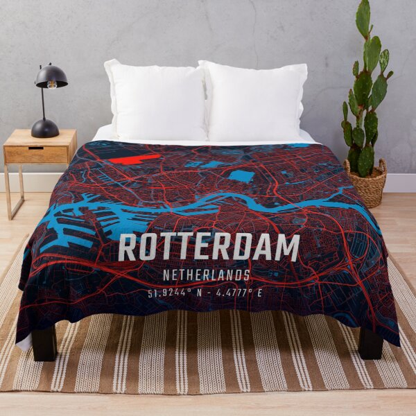 Item preview, Rotterdam Red & Blue Minimalist Map designed and sold by HomeLivingCo.