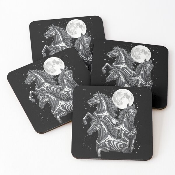 Item preview, Three Skeleton Horses Full Moon Gothic Halloween Equine Art designed and sold by Altenpendinton.