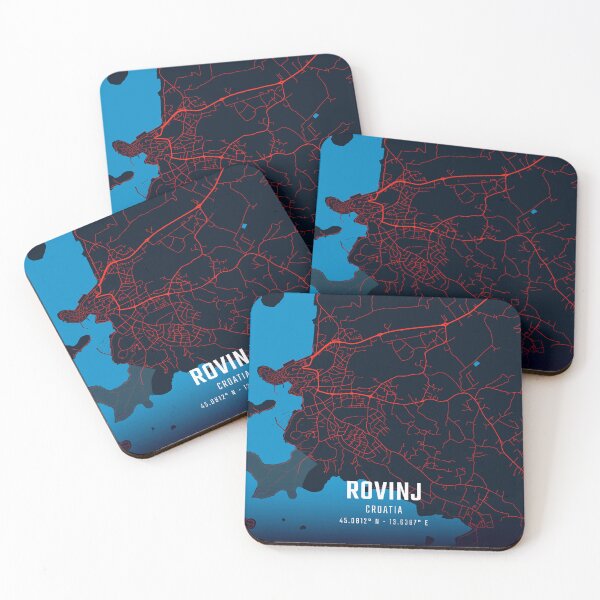 Item preview, Rovinj Red & Blue Minimalist Map designed and sold by HomeLivingCo.