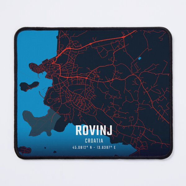 Item preview, Rovinj Red & Blue Minimalist Map designed and sold by HomeLivingCo.