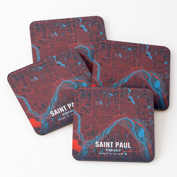 Item preview, Saint Paul Red & Blue Minimalist Map designed and sold by HomeLivingCo.