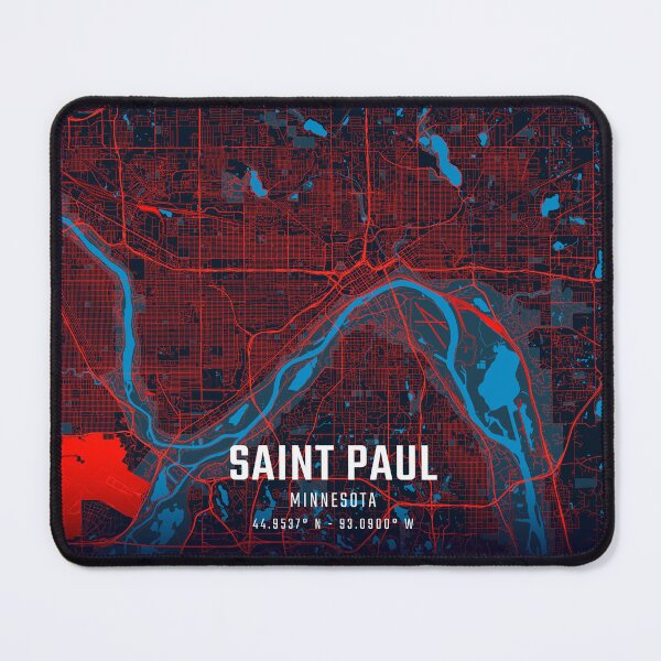 Item preview, Saint Paul Red & Blue Minimalist Map designed and sold by HomeLivingCo.