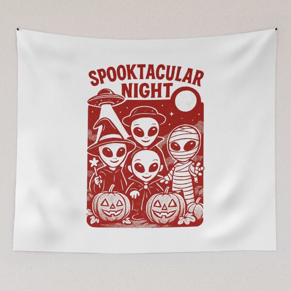 Item preview, Spooktacular Night Vintage Halloween Aliens designed and sold by RuweisVibes.