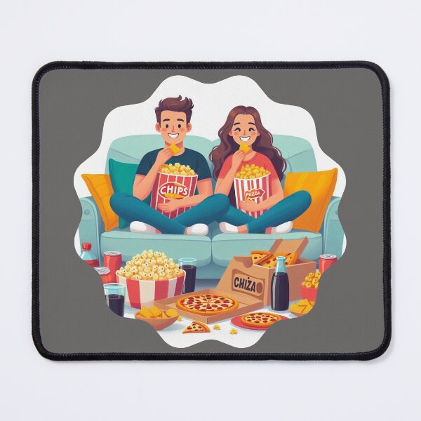 Item preview, Perfect Night of Snacks and Series Happy Couple on the Couch Extremely Comfortable Mood designed and sold by DibuHumor.