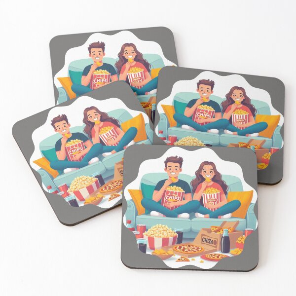 Item preview, Perfect Night of Snacks and Series Happy Couple on the Couch Extremely Comfortable Mood designed and sold by DibuHumor.