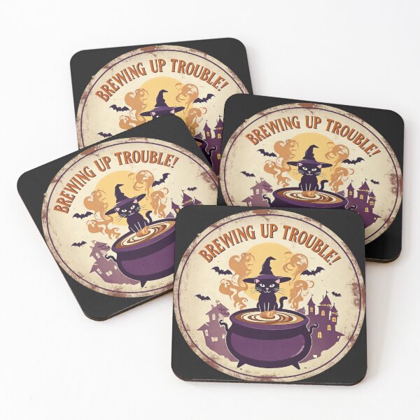 Item preview, Brewing Up Trouble – Retro Witch Cat Cauldron T-Shirt designed and sold by DscapeDesigns.