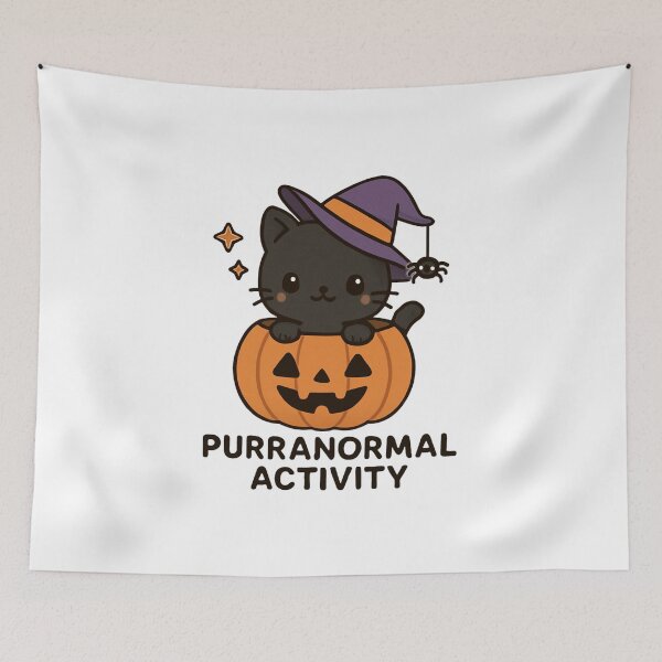 Item preview, Cute Halloween Cat in Pumpkin with Witch Hat designed and sold by RuweisVibes.