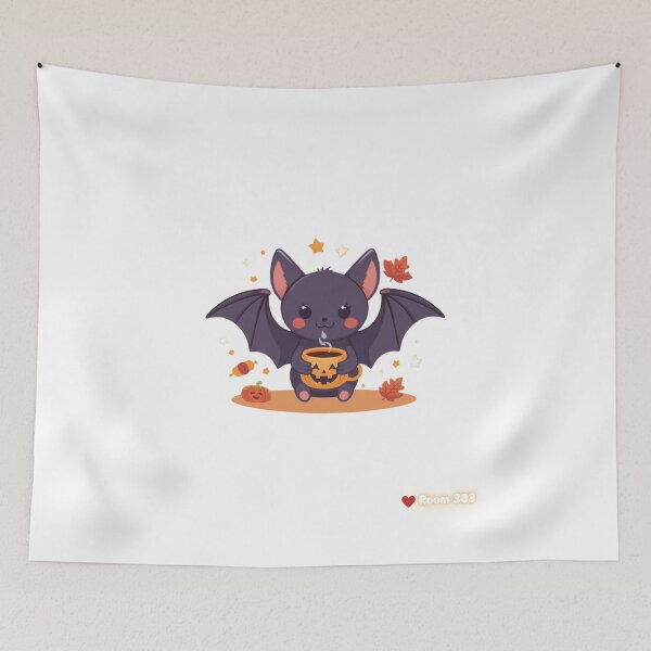 Item preview, Cute Halloween Bat with a Spiced Latte designed and sold by Room303Ltd.