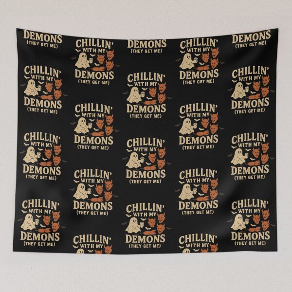 Item preview, Chillin' With My Demons (They Get Me): Ghost, Devils, and Bats designed and sold by davidjulie.