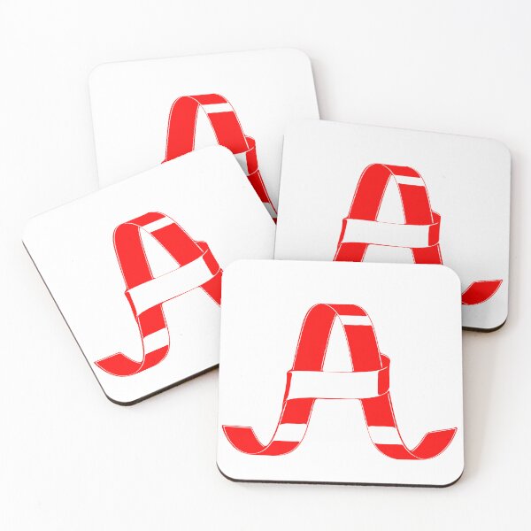 Artikelvorschau, Buchstabe A – Retro-Monogramm-Kalligraphie mit rotem Band entworfen und verkauft von uncoXab.