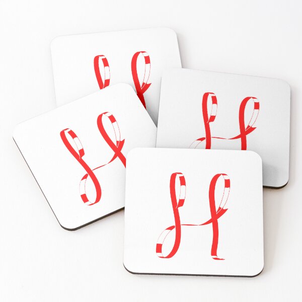 Item preview, Letter H – Retro Red Ribbon Monogram Calligraphy designed and sold by uncoXab.