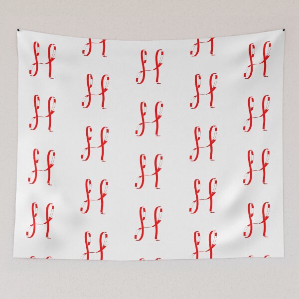 Item preview, Letter H – Retro Red Ribbon Monogram Calligraphy designed and sold by uncoXab.