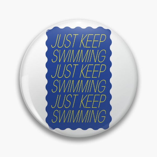 Item preview, Just Keep Swimming – Positive Motivational Quote Blue and Yellow Typography Design designed and sold by Mantra Mama.